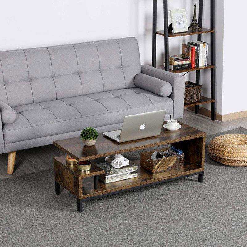 现货钢木结构电视柜茶几组合 复古简易客厅 卧室木色视听柜