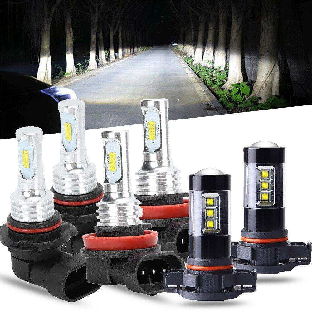 汽车LED大灯9005远光H11近光H16雾灯套装6000K白光跨境热销高亮度