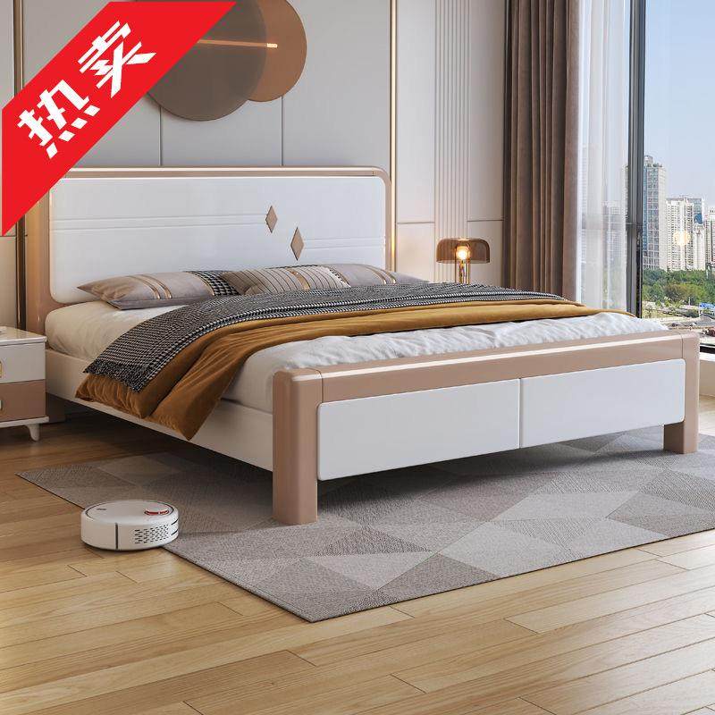 ir实木床现代简约1.8米出租房经济型双人床主卧1.5米单人床卧室婚