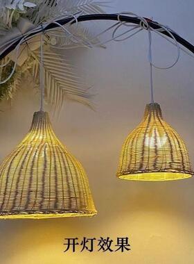 东南亚藤竹吊灯民宿餐厅灯火锅店灯婚庆卧室灯书房竹藤玄关灯LED