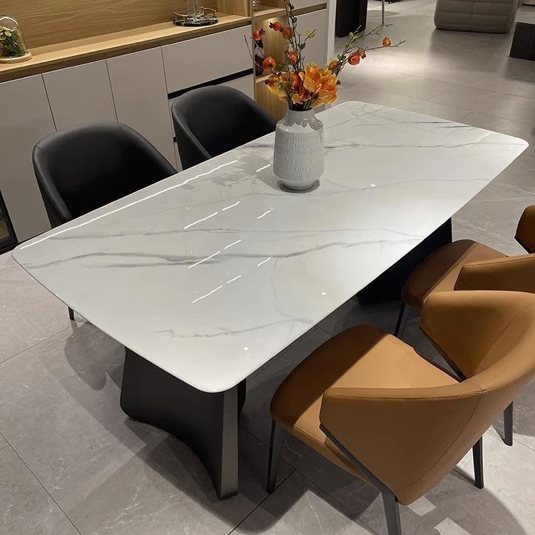 大理石餐桌椅组合现代简约长方形意式极简超微晶石彩晶石家用饭桌