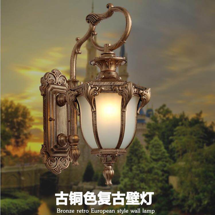 景田厂家直销 压铸铝壁灯复古欧式户外灯庭院别墅防水玻璃LED壁灯
