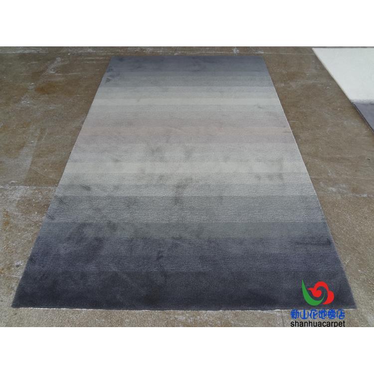 中国风后现代混色渐变灰色简约手工羊毛腈纶客厅茶几地毯书房卧室
