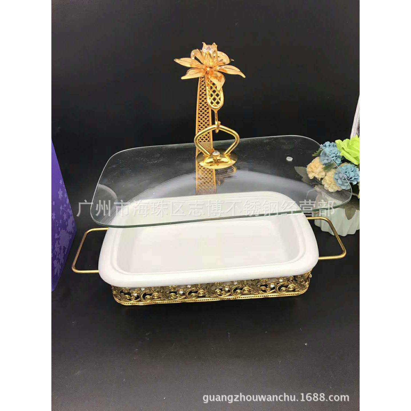 欧式时尚手提锌合金配陶瓷水果盘点心碟干果盘婚庆喜糖果盘创意托