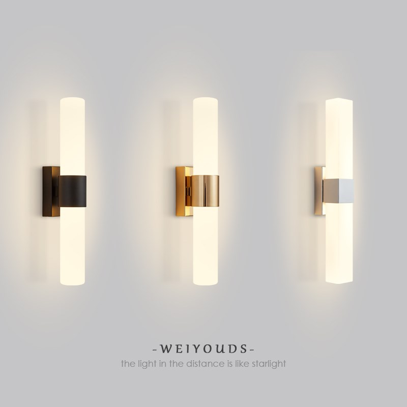 简约现代壁灯客厅背景墙壁灯北欧楼梯过道卧室床R头圆形玻璃镜前