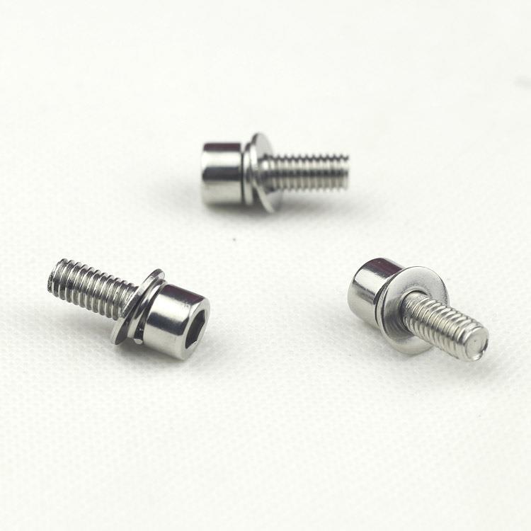 M5M6不锈钢304HC圆柱头内六角平弹垫三组合螺丝元杯三组合机钉