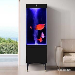 2025新款超白玻璃立式鱼缸落地客厅免换水循环底背过滤带柜子一体