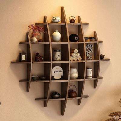 实木多格子置物架博古架墙上壁挂式多格收纳柜茶壶茶杯多宝阁架子