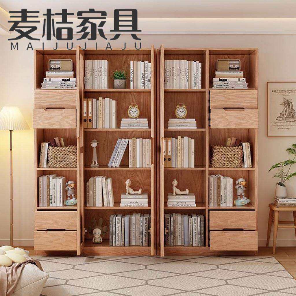 北欧白蜡木书柜家用落地收纳柜靠墙书橱客厅组合书柜书房储物书架,电子元器件市场,其它元器件,淘宝优惠券,粉丝福利购,淘宝优惠卷