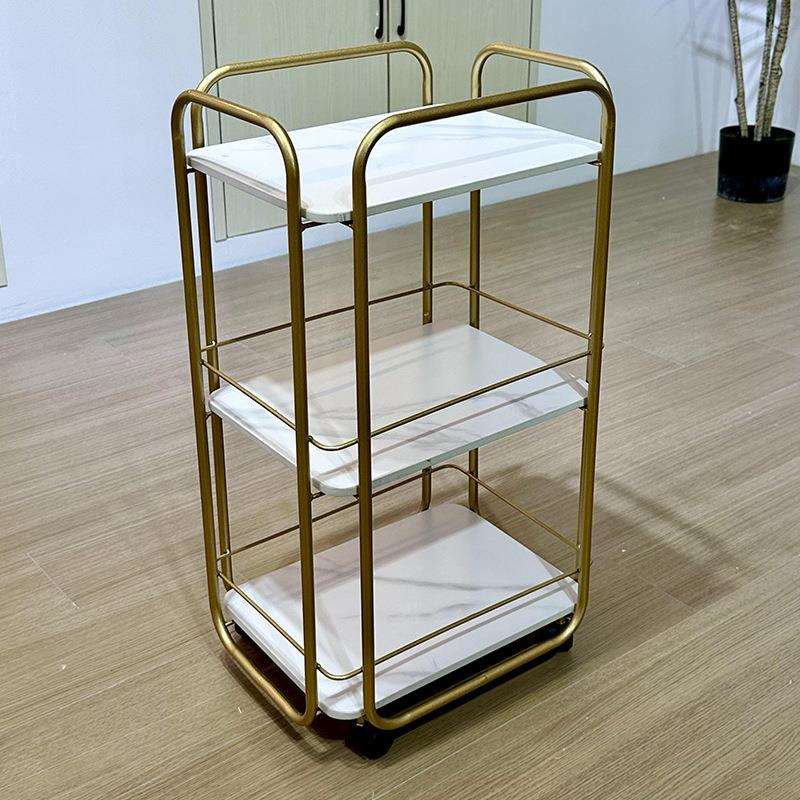 移动小推车落地多层置物架整理收纳五金工艺大理石面板带轮收纳架