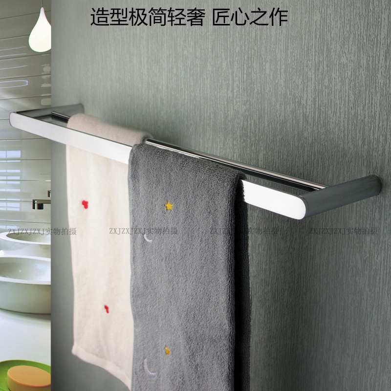 全铜双杆毛巾架 轻奢浴巾架挂杆不锈钢304 浴室晾毛巾杆打孔60cm