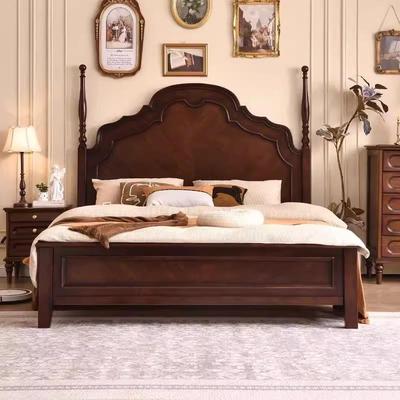 中古风实木床1米8双人床美式主卧安娜床主卧室1.5米箱式床储物床