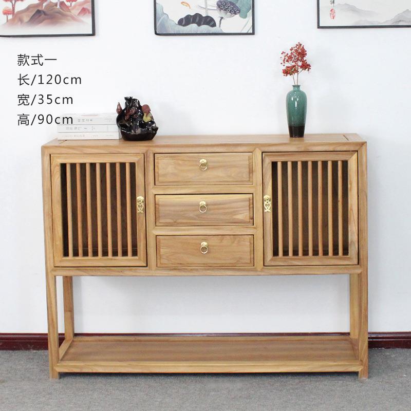 新中式实木餐边柜收纳柜老榆木茶水柜储物柜复古客厅餐柜矮柜斗柜