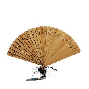 崖柏回纹扇子实木镂空折扇乘凉非遗送礼艺铭仙苑古典工艺摆件