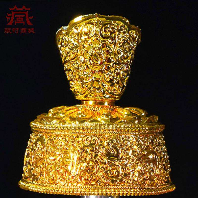 佛缘汇贲巴壶铜雕花财神宝瓶净水瓶八吉祥地藏王龙王宝瓶