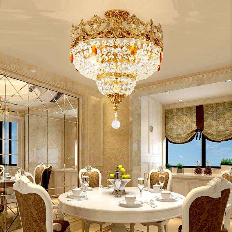 瑞莱克灯饰: [图片] 瑞莱克灯饰: 法式宫廷卧室全铜水晶吸顶灯欧