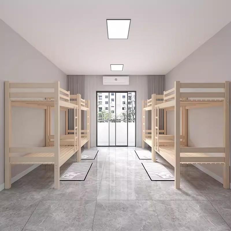 实木双层上下床学校宿舍松木高低子母床可拆卸员工上下铺木床
