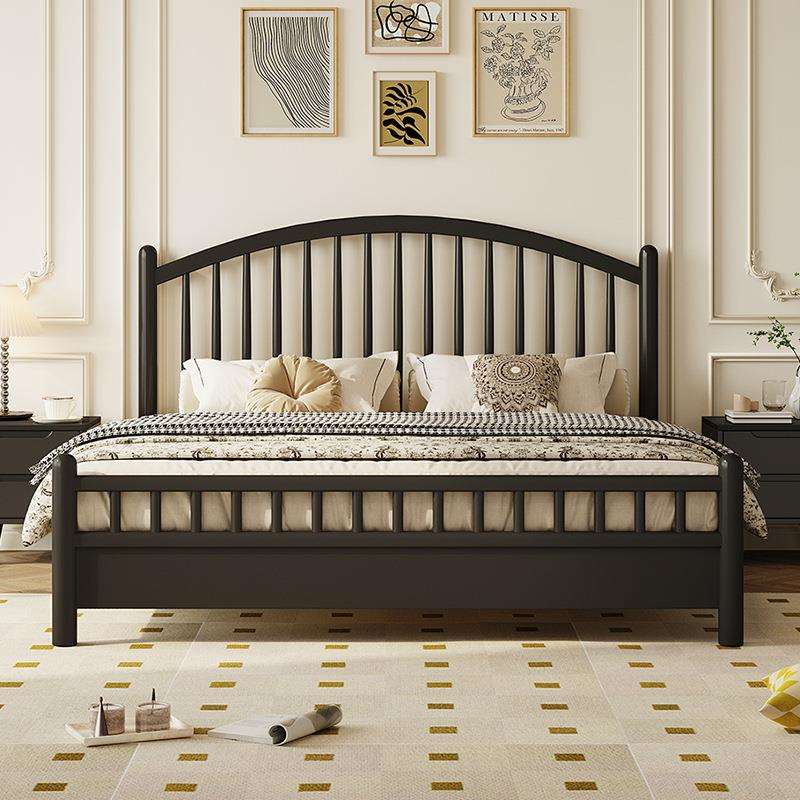 大厂直销美式复古床实家用1米2床榉木单人床带储物小户型床实木床