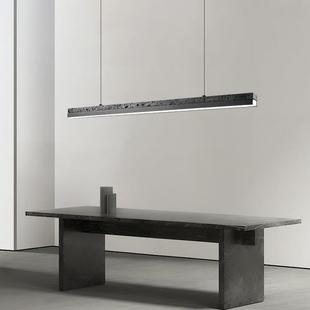 意式极简黑洞石餐厅吊灯现代设计师样板间岛台吧台全铜轻奢长条灯