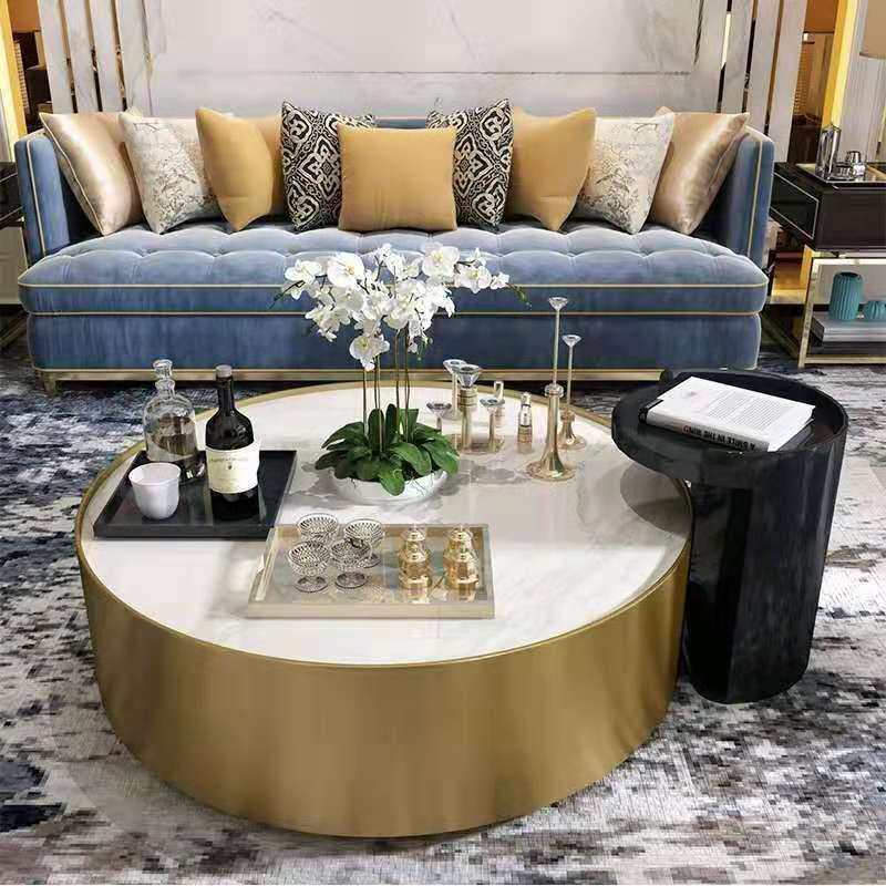 欧佳品轻奢岩板茶几现代简约酒店客厅家用圆形电镀钛金不锈钢圆台,电子元器件市场,其它元器件,淘宝优惠券,粉丝福利购,淘宝优惠卷