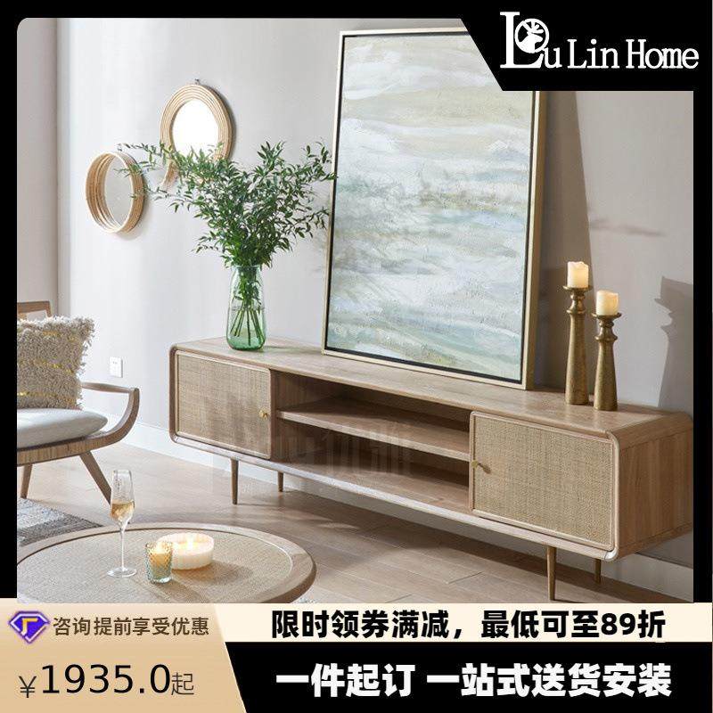 北欧实木电视柜小户型简易藤编地柜现代简约卧室客厅储物柜民宿,电子元器件市场,其它元器件,淘宝优惠券,粉丝福利购,淘宝优惠卷