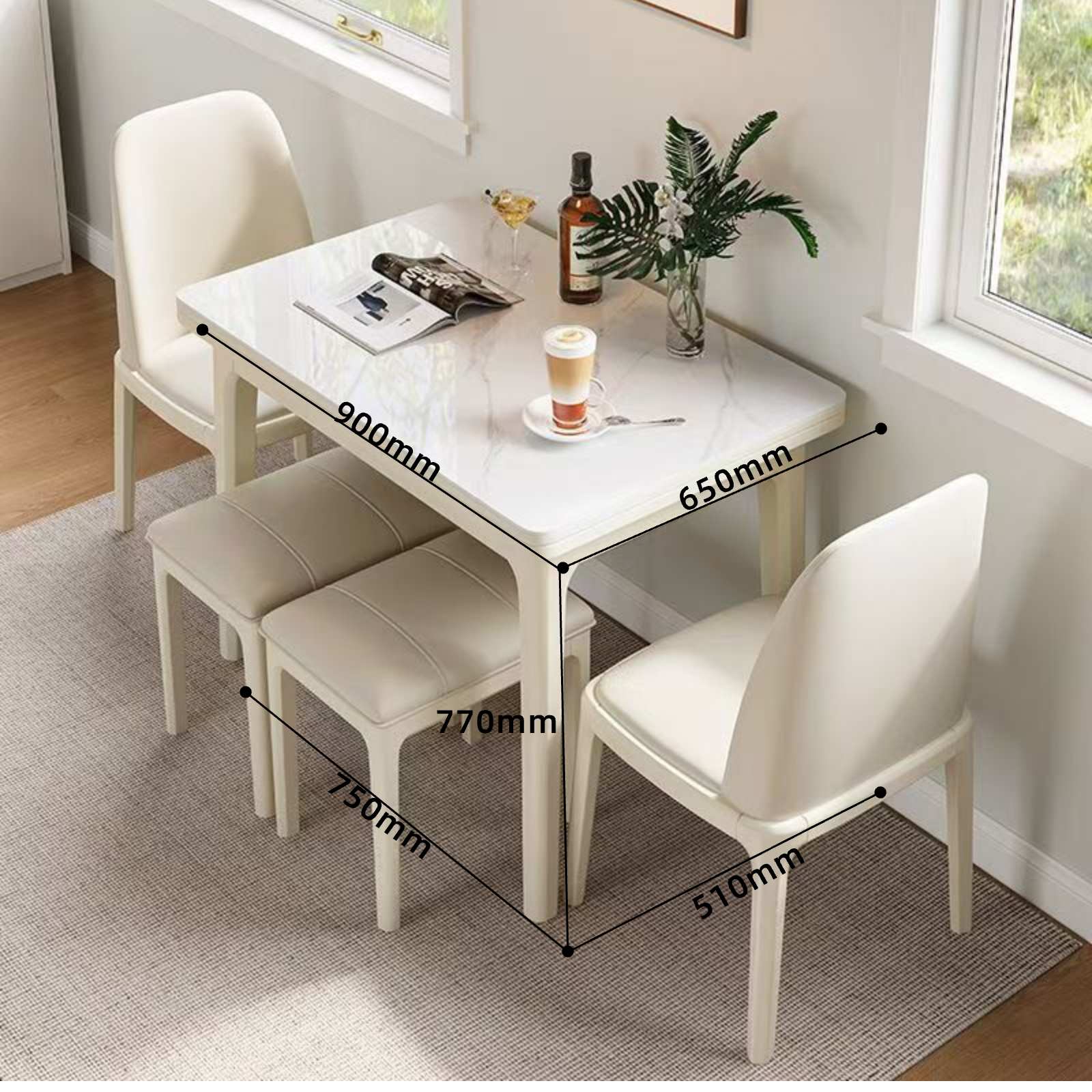 岩板小户型折叠餐桌家用可伸缩实木餐桌椅组合现代简约饭桌子