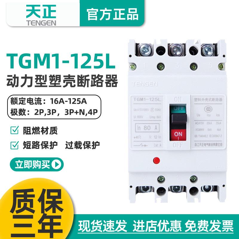 TENGEN天正TGM1-125L/33002动力型塑壳断路器电动机保护开关100A