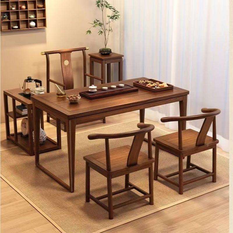 北美胡桃木全实木茶桌椅组合茶台茶几禅意功夫泡茶桌子小户型阳台
