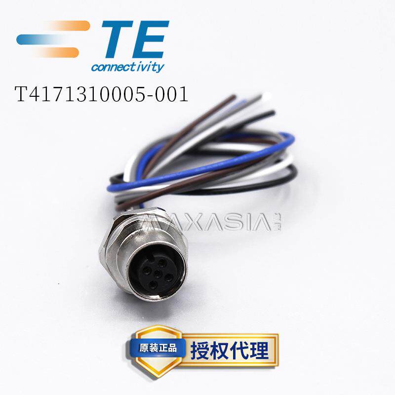 TE泰科M12前面板安装连接器T4171310005-001母端5孔A code0.2米线