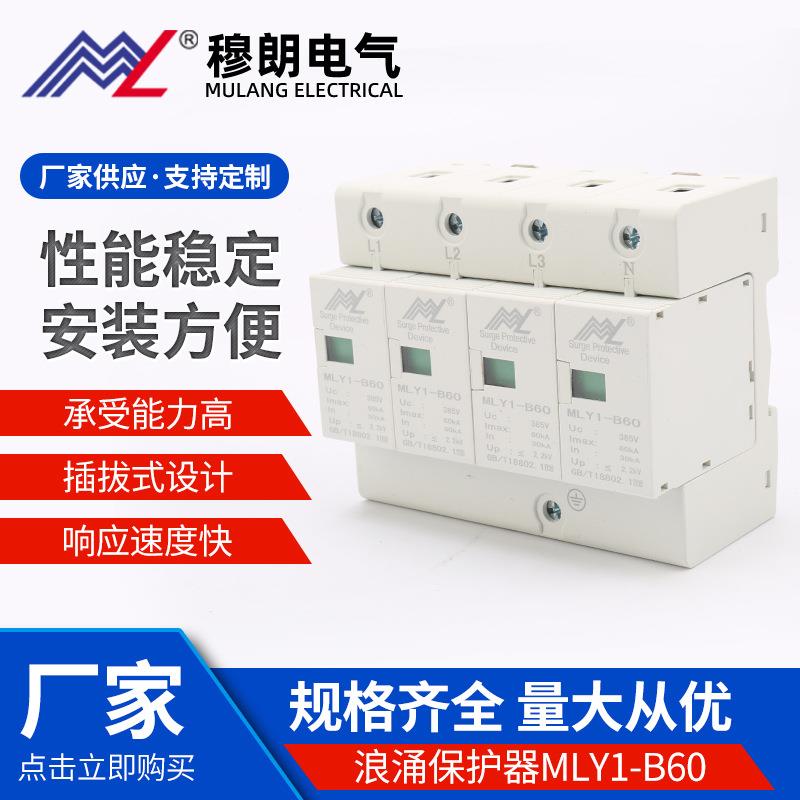 直销电涌保护器浪涌保护器MLY1-60KA/4P防雷避雷器家用
