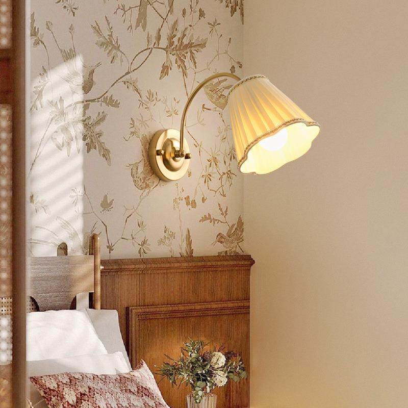 卧室床头壁灯vintage中古法式壁灯书房客厅过道复古美式布艺壁
