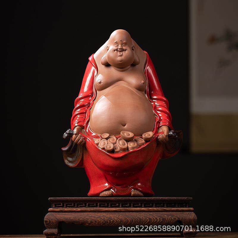 新中式禅意紫砂陶瓷多宝佛家居精品摆件客厅玄关处长辈送礼装饰品
