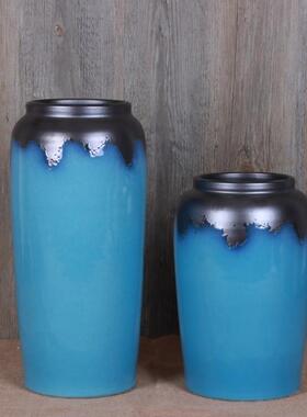 欧式乡村风格园林陶罐景观绿化种植花瓶 水培植物花插 花器2件套