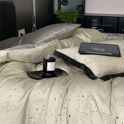 简约宅寂风兰精天丝四件套高档轻奢双面冰丝印花被套床单床上用品