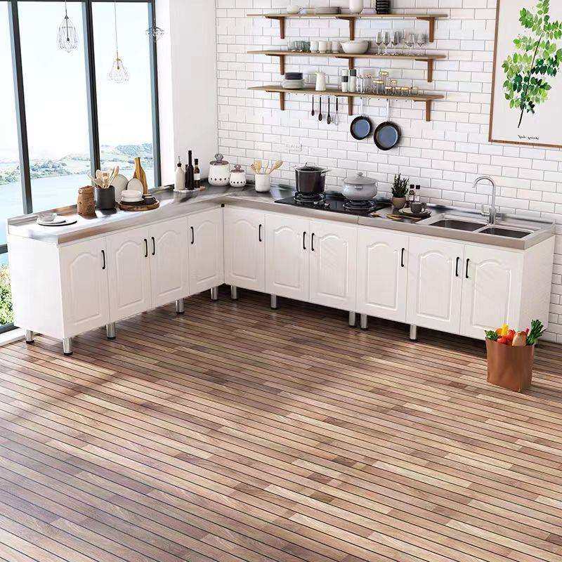 厨房橱柜自己组装简易橱柜一体灶台柜租房用移动不锈钢放碗柜家用