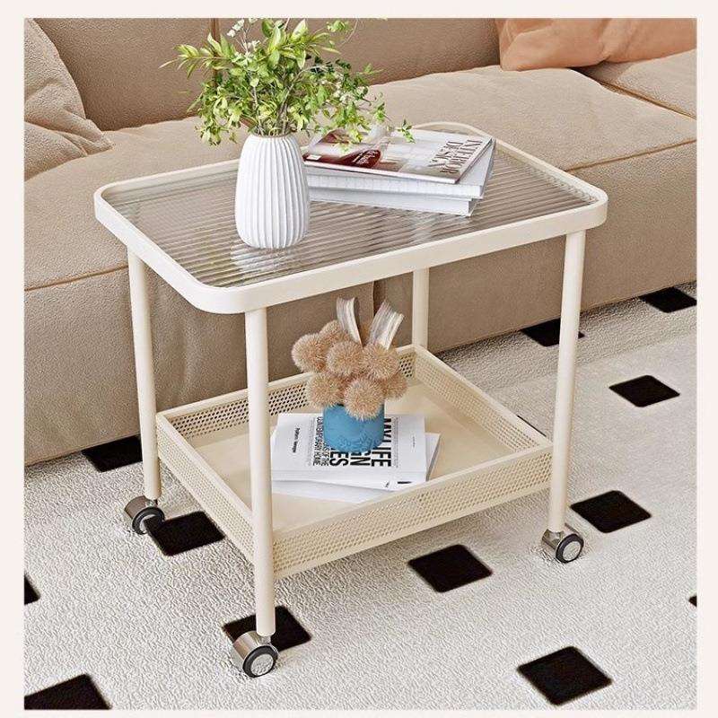 简约客厅奶油移动小桌子沙发床头卧室现代侧边北欧小推车收纳茶几