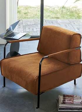 Bruxelles舒适简约金属书房椅 北欧风休闲不锈钢扶手阳台沙发椅