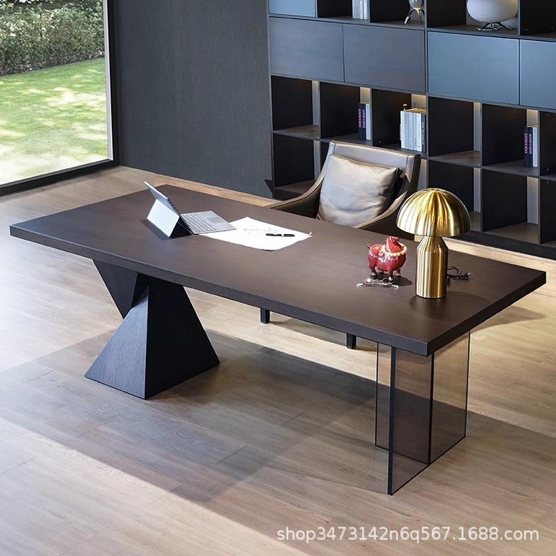 意式极简轻奢设计感书房家用书桌办公桌写字台桌子亚克力现代简约