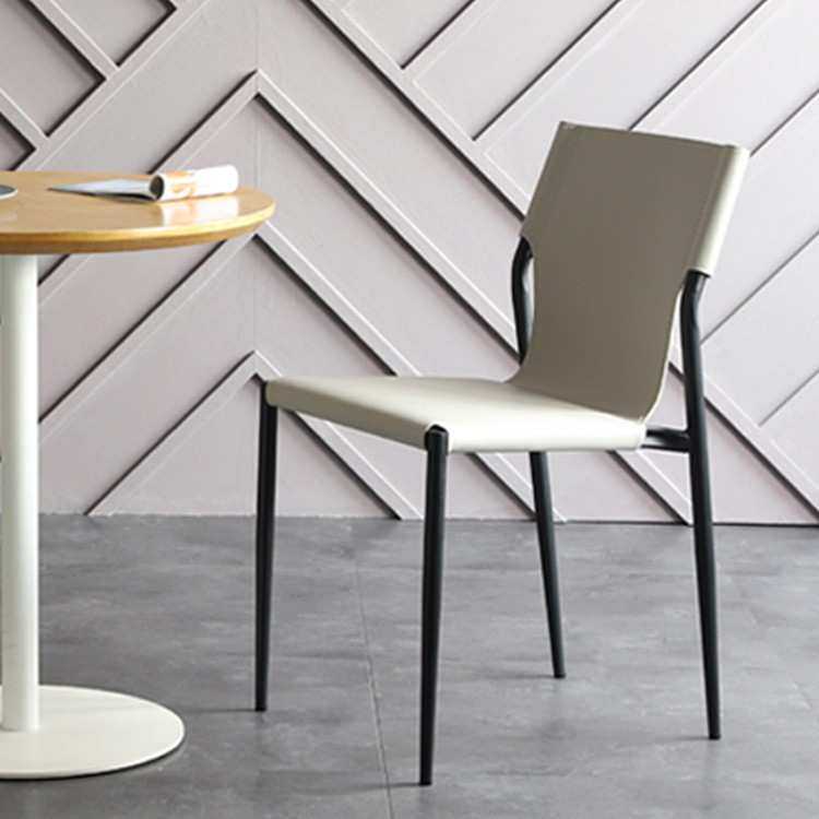 北欧简约意式轻奢椅子现代家用马鞍皮餐厅靠背餐椅咖啡洽谈休闲椅