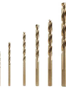 博锋BLU-MOL 含钴高速钢直柄麻花钻头钻咀全磨含钴烤黄钻 6支套钻