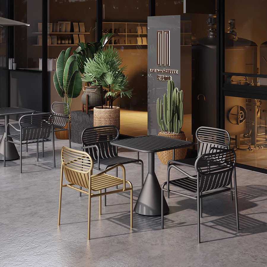 美式网红户外桌椅酒吧清吧工业风餐桌椅组合餐厅休闲方桌一桌四椅