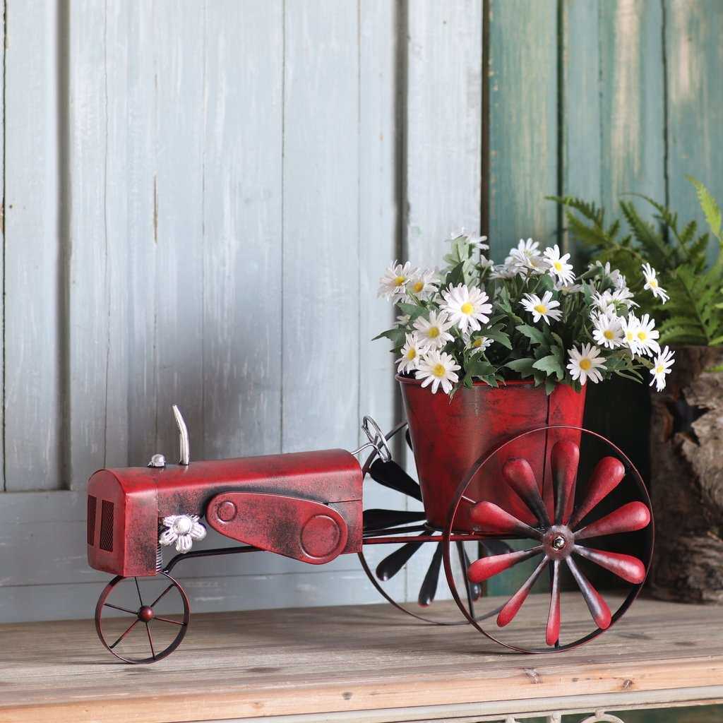 百亩家外贸美式乡村復古拖拉机铁艺花器花盆风车花园庭院装饰杂货