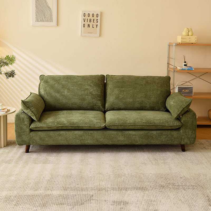 北欧简约布艺沙发小户型复古灯芯绒双人三人直排诧寂风客厅沙发