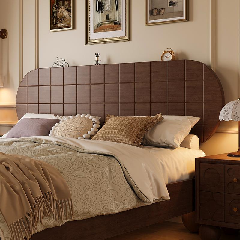 美式中古风全实木床小户型床悬浮床家用1米8双人床复古法式中古床