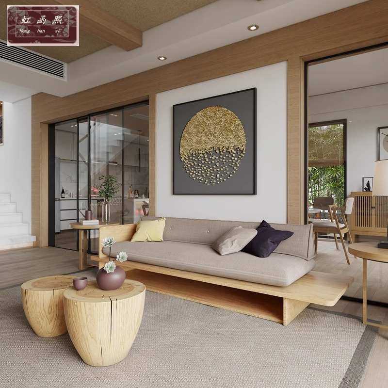 实木沙发北欧小户型日式原木沙发民宿家具客厅复古带抽屉双人三人