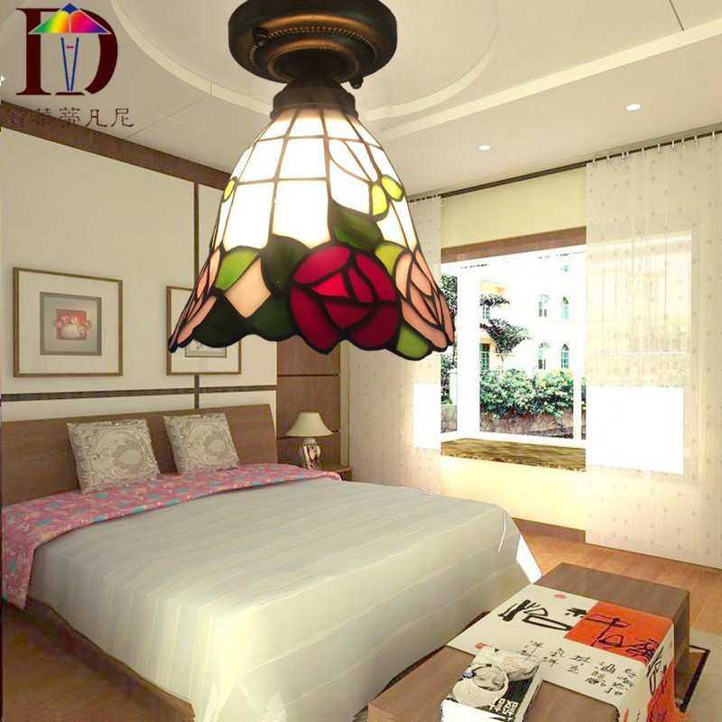 蒂凡尼创意个性玄关餐厅田园风格玫瑰花朵led吸顶灯一件代发