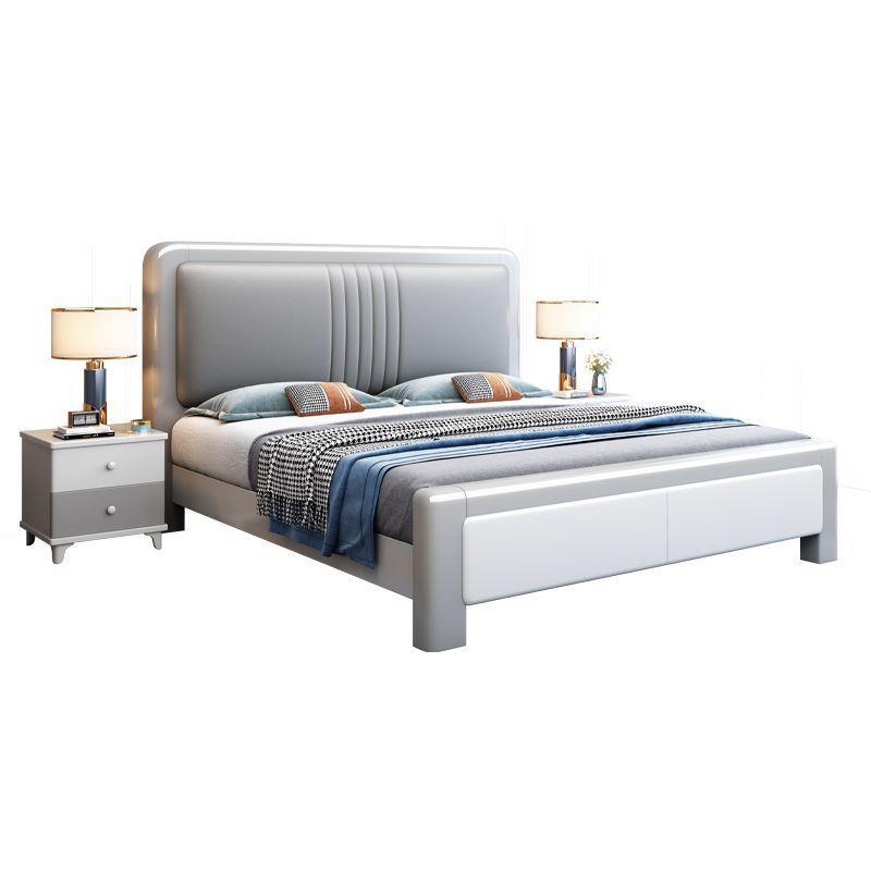 白色全实木床现代简约1.8米双人床主卧软靠轻奢床家用1.5米储物床