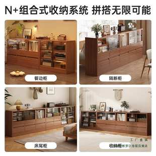 中古风实木书柜带门客厅杂志收纳柜家用小户型沙发电视柜旁边柜子