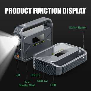 1000A可充电汽车应急启动电源12V12800mAh搭电柴汽打火电充气泵