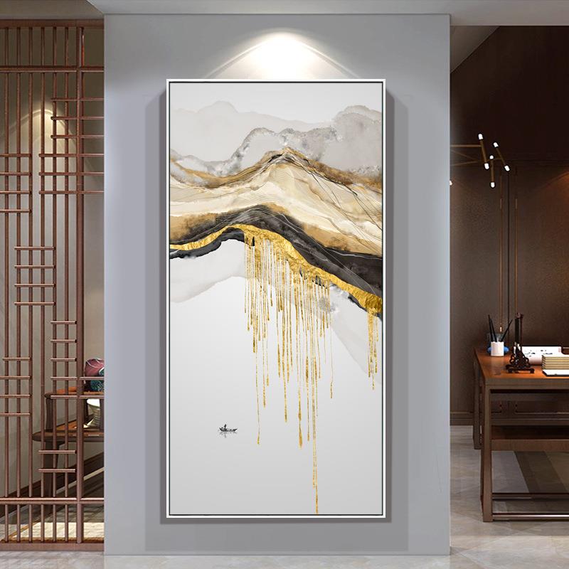 入门正对门玄关装饰画招财风水 抽象进户门玄关过道竖式壁画大气